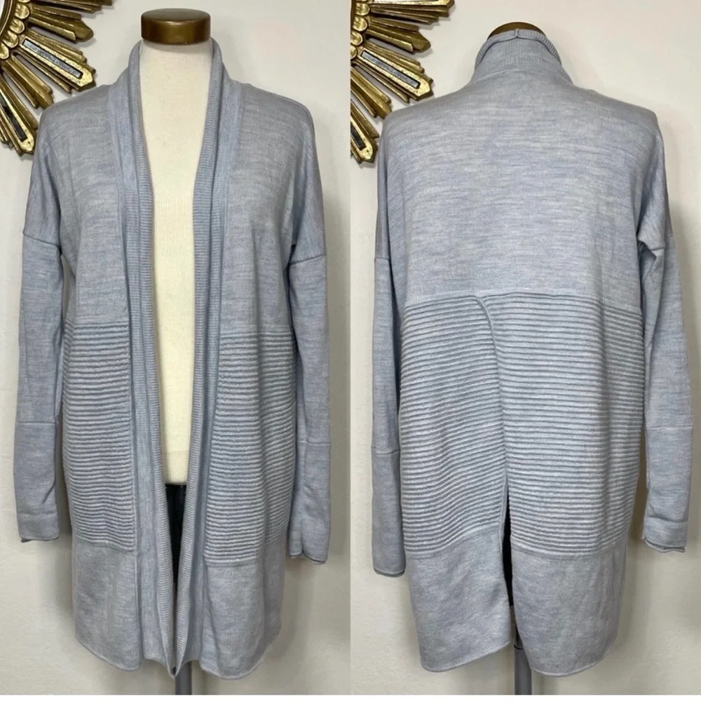 Lululemon Sit in Lotus Sweater Grey Size Small S 100% Merino Wool Wrap Top